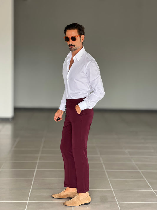 PANTALONE PRUGNA  VISCOSA E MISTI GAMBA DRITTA TASCA AMERICA
