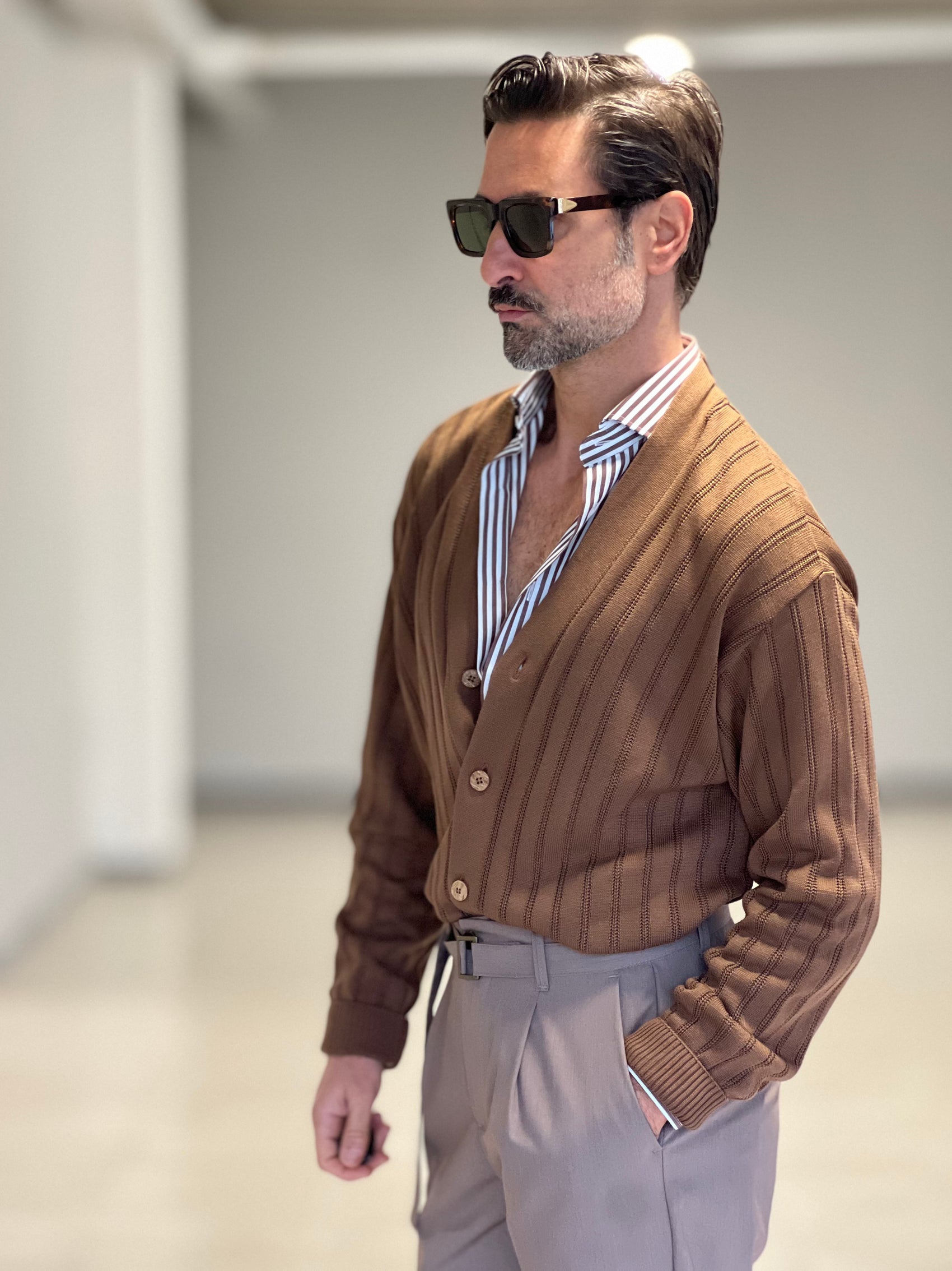 CAMICIA DEPOT BACCHETTA MORO E BIANCA . COTONE DOPPIO RITORTO