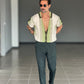 WHITE VISCOSE TROUSERS WITH REGULAR BOTTOM