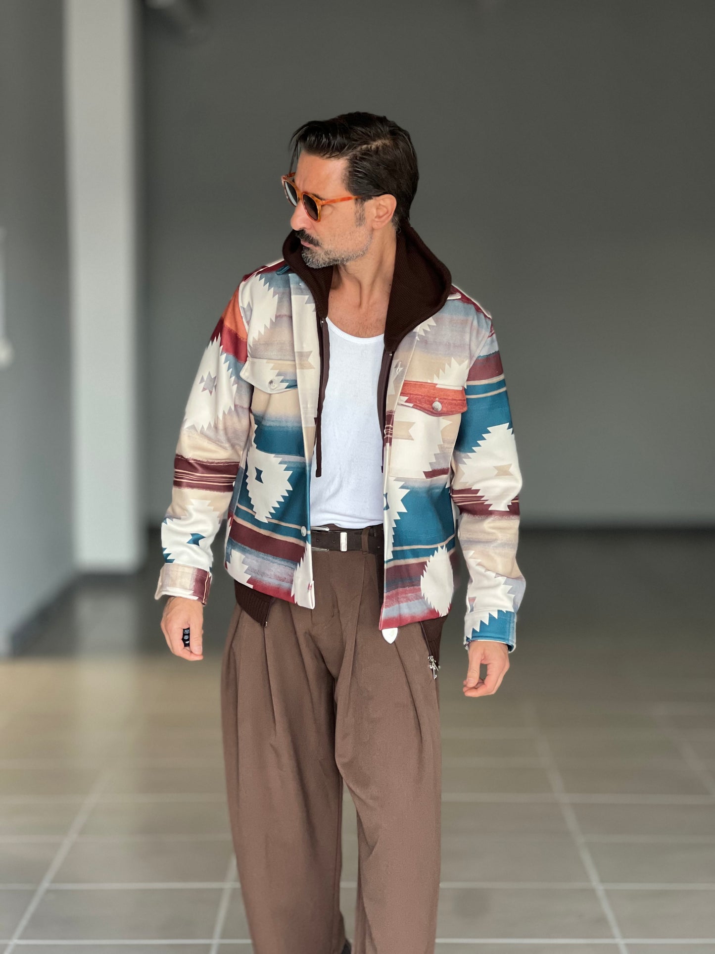 ECO-LEATHER BIKER WITH BLACK ON BLACK STUD