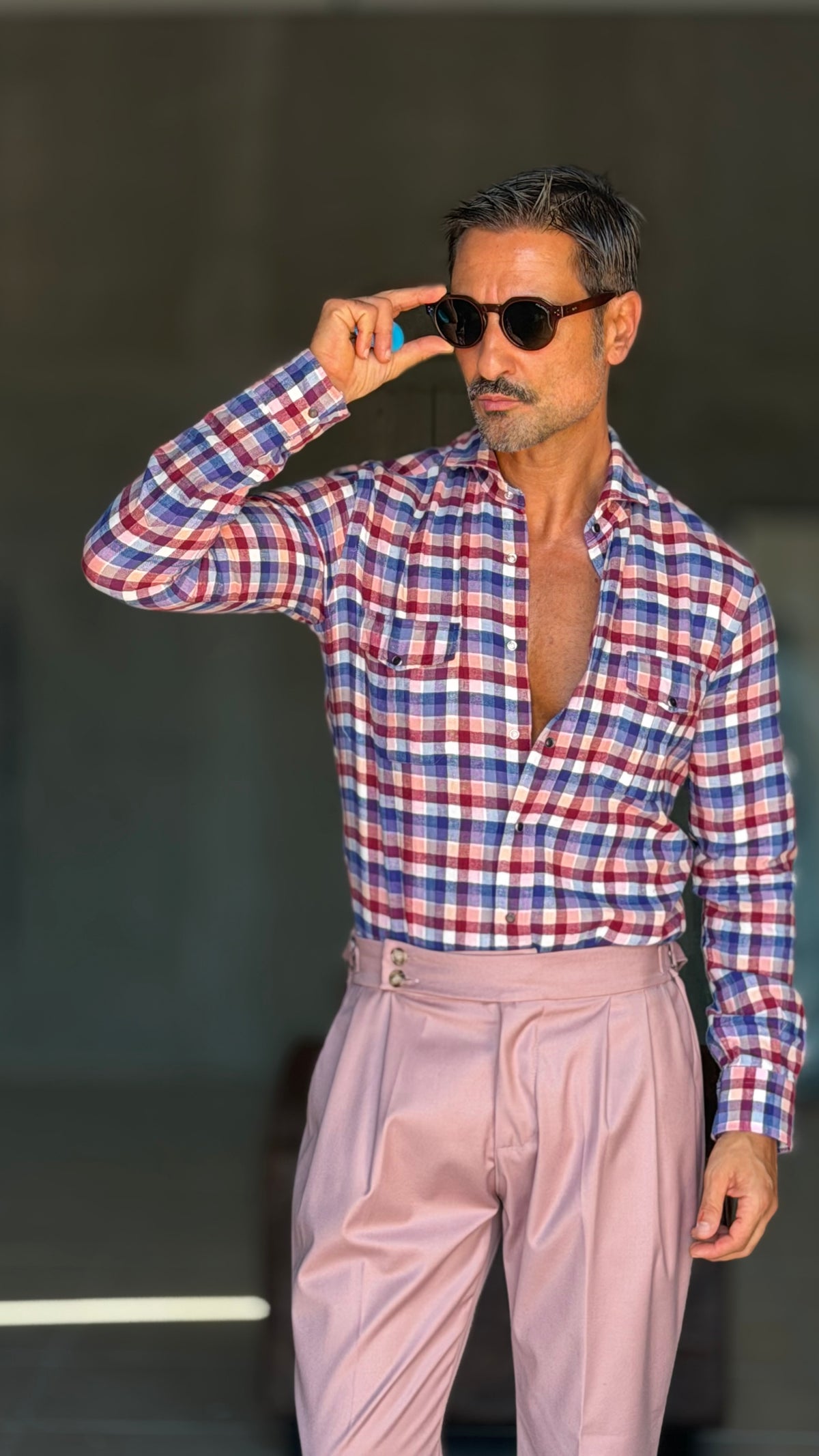 CAMICIA DEPOT  TARTAN  BLU ROSA E PANNA  TEXANA