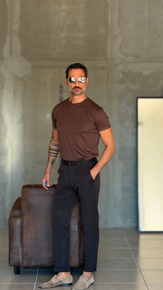 PANTALONE MORO  VISCOSA E MISTI TASCA AMERICA