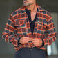 CAMICIA  FLANELLA QUADRO ARANCIO NERO STAMPA SPALLE 1003
