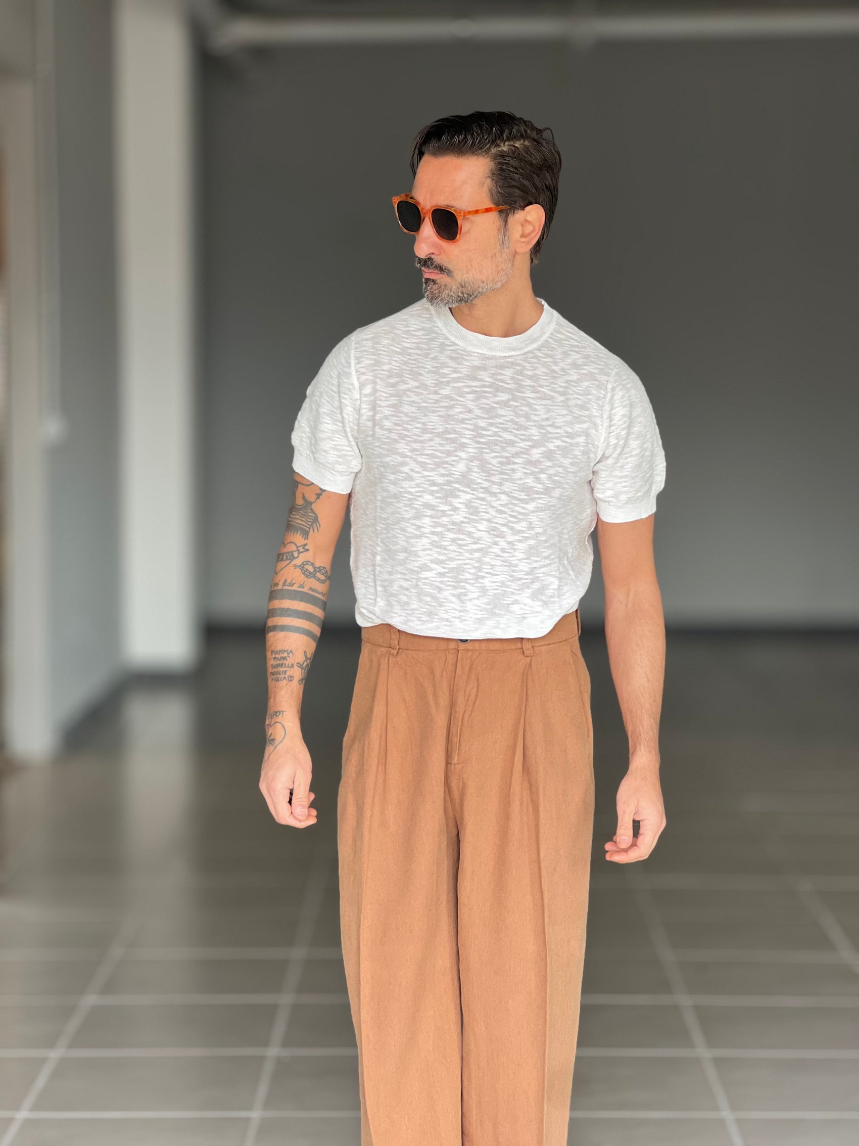 PANTALONE RUGGINE   DOPPIA  PINCES MISTO LINO