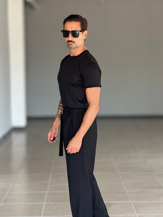 T SHIRT NERA  COTONE FILO DI SCOZIA