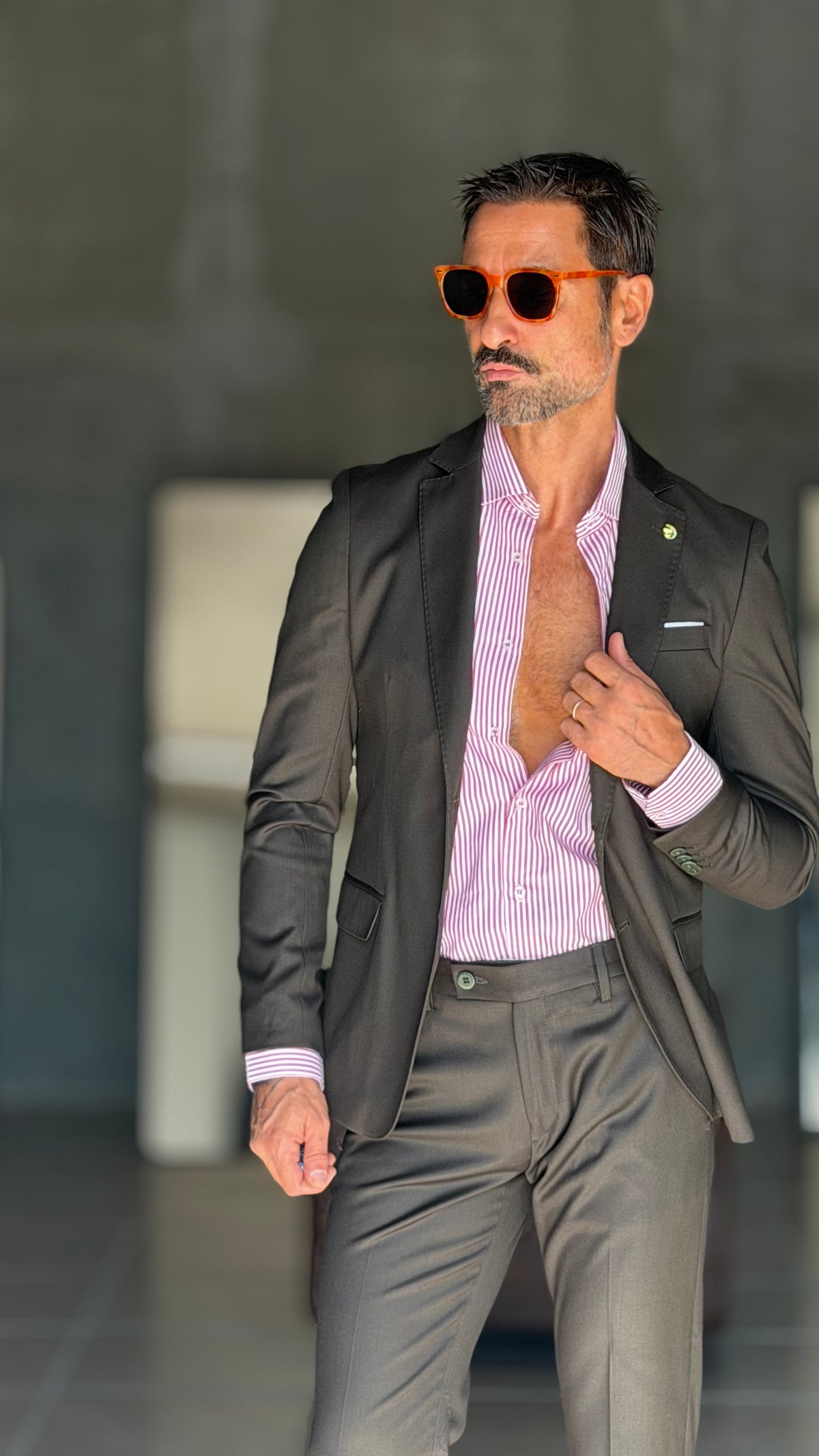 CAMICIA MILLERIGHE ROSSA STRETCH POPELINE DI COTONE 344