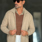 CARDIGAN  POLO BEIGE  LAVORAZIONE CESTINO
