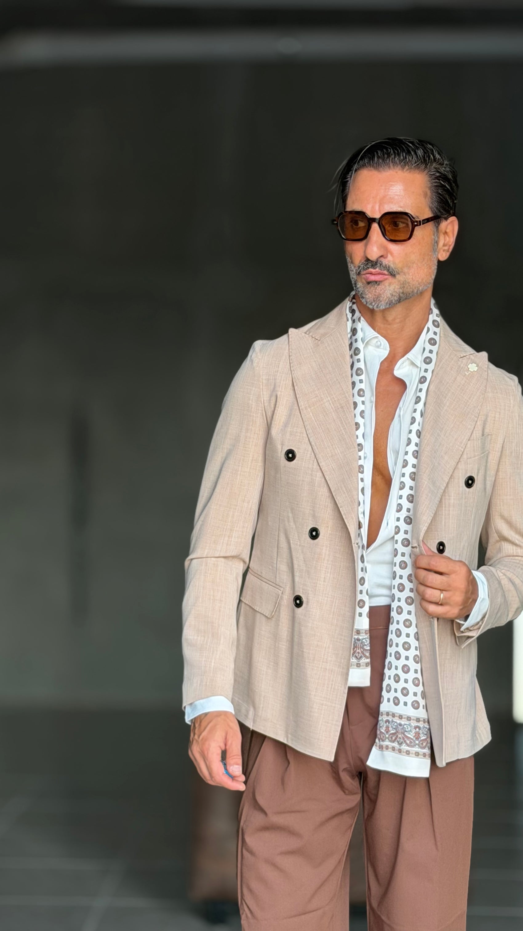 GIACCA DOPPIOPETTO BEIGE FIAMMATA
