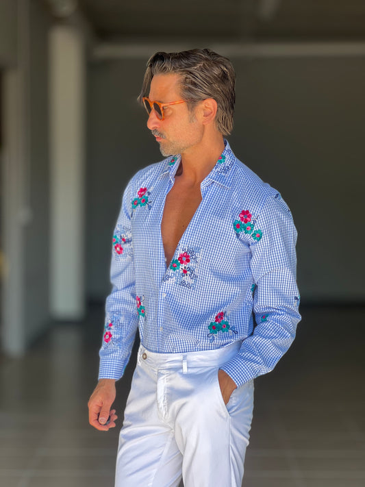 *CAMICIA QUADRETTO PICCOLO  STAMPA E RICAMO