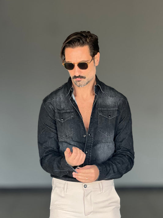 CAMICIA DENIM GRIGIA TEXANA