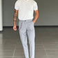 WHITE VISCOSE TROUSERS WITH REGULAR BOTTOM