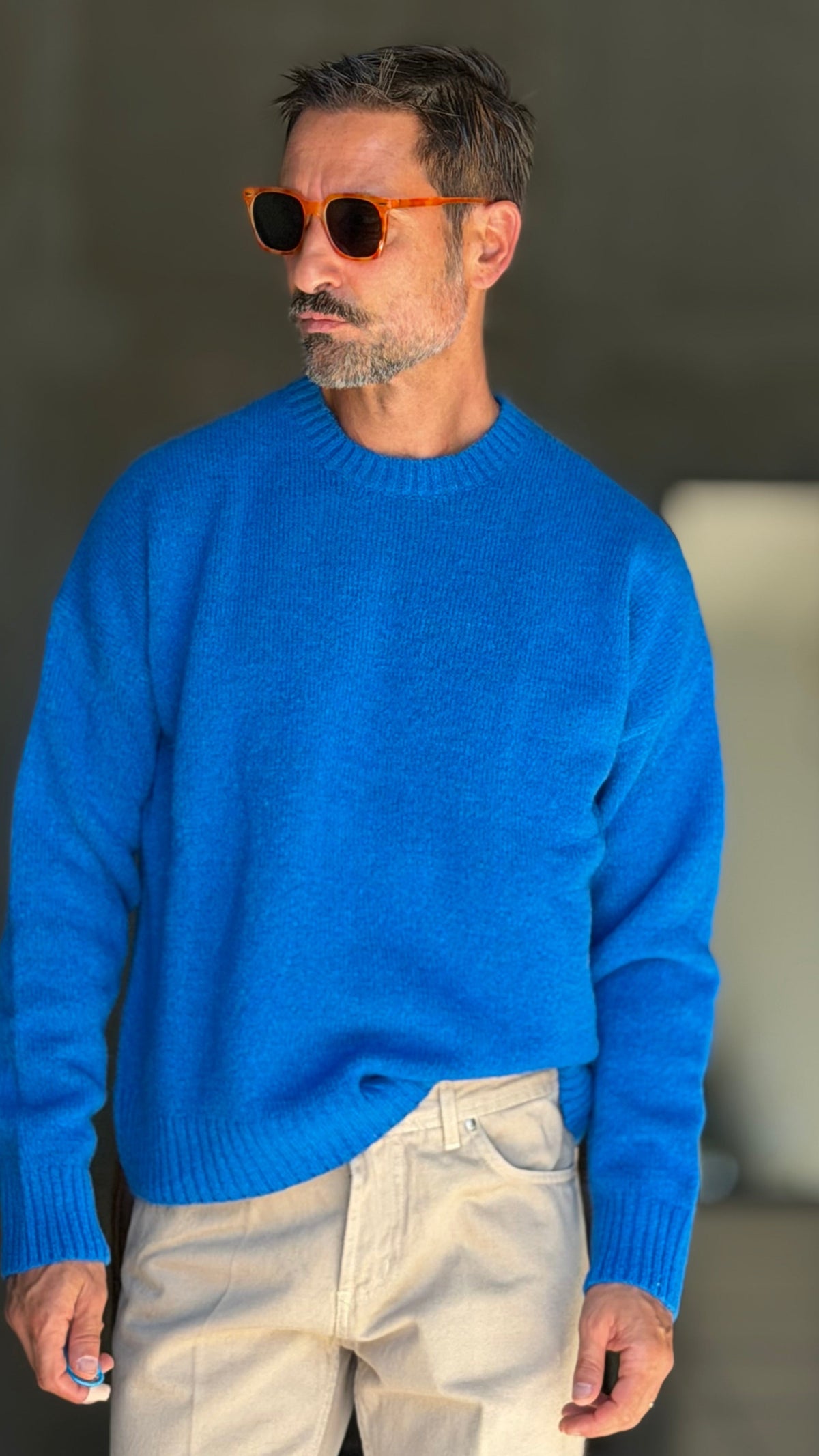 PULLOVER TURCHESE CROP MISTO LANA EFFETTO SHETTLAND