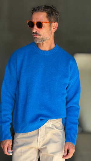 PULLOVER TURCHESE CROP MISTO LANA EFFETTO SHETTLAND