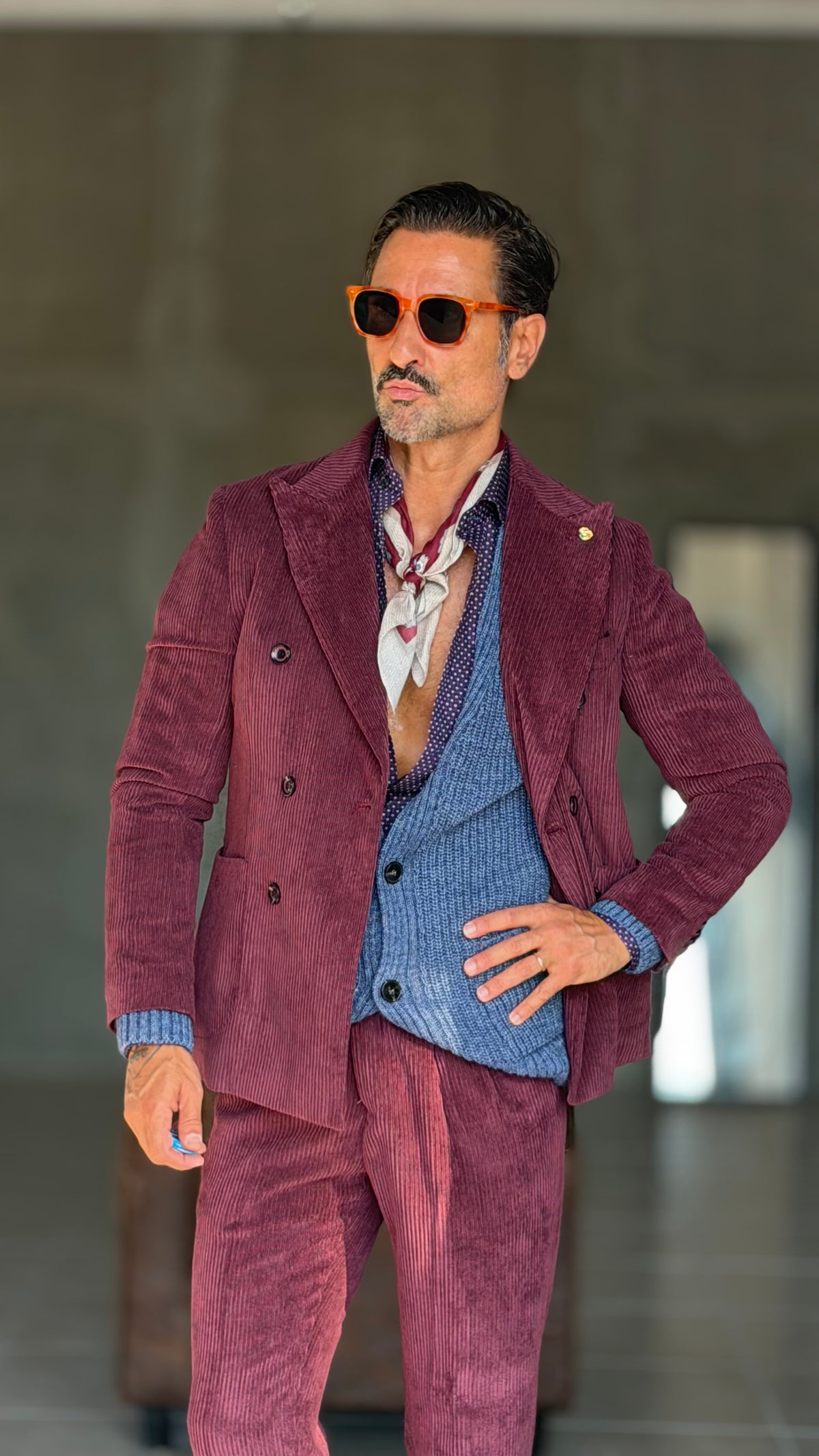 GIACCA DOPPIOPETTO VELLUTO ROCCIA PRUGNA  001 (ABBINABILE  AL PANTALONE VELLUTO PRUGNA OO1)