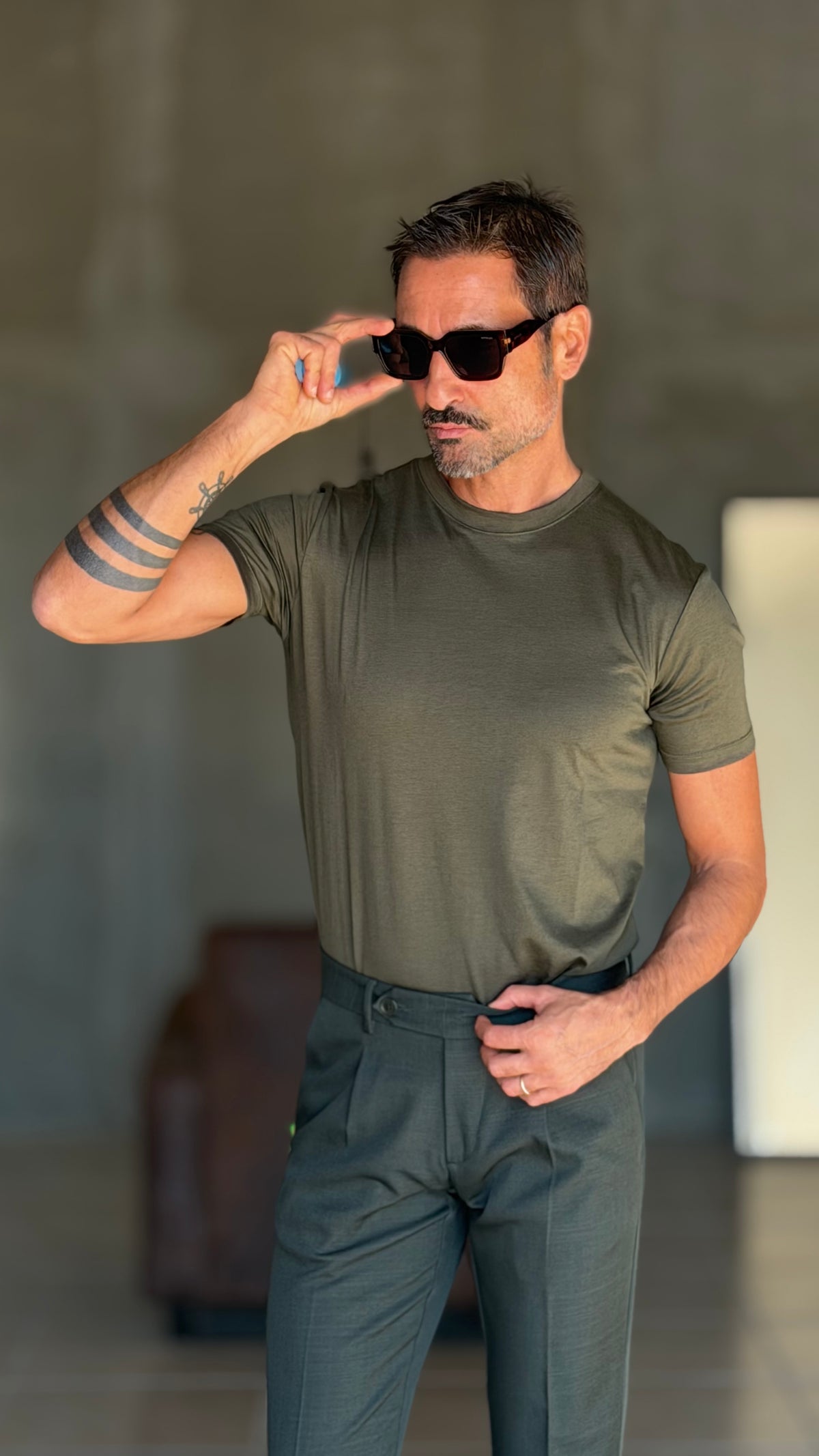 NEW T SHIRT VERDE   EFFETTO FILO DI SCOZIA
