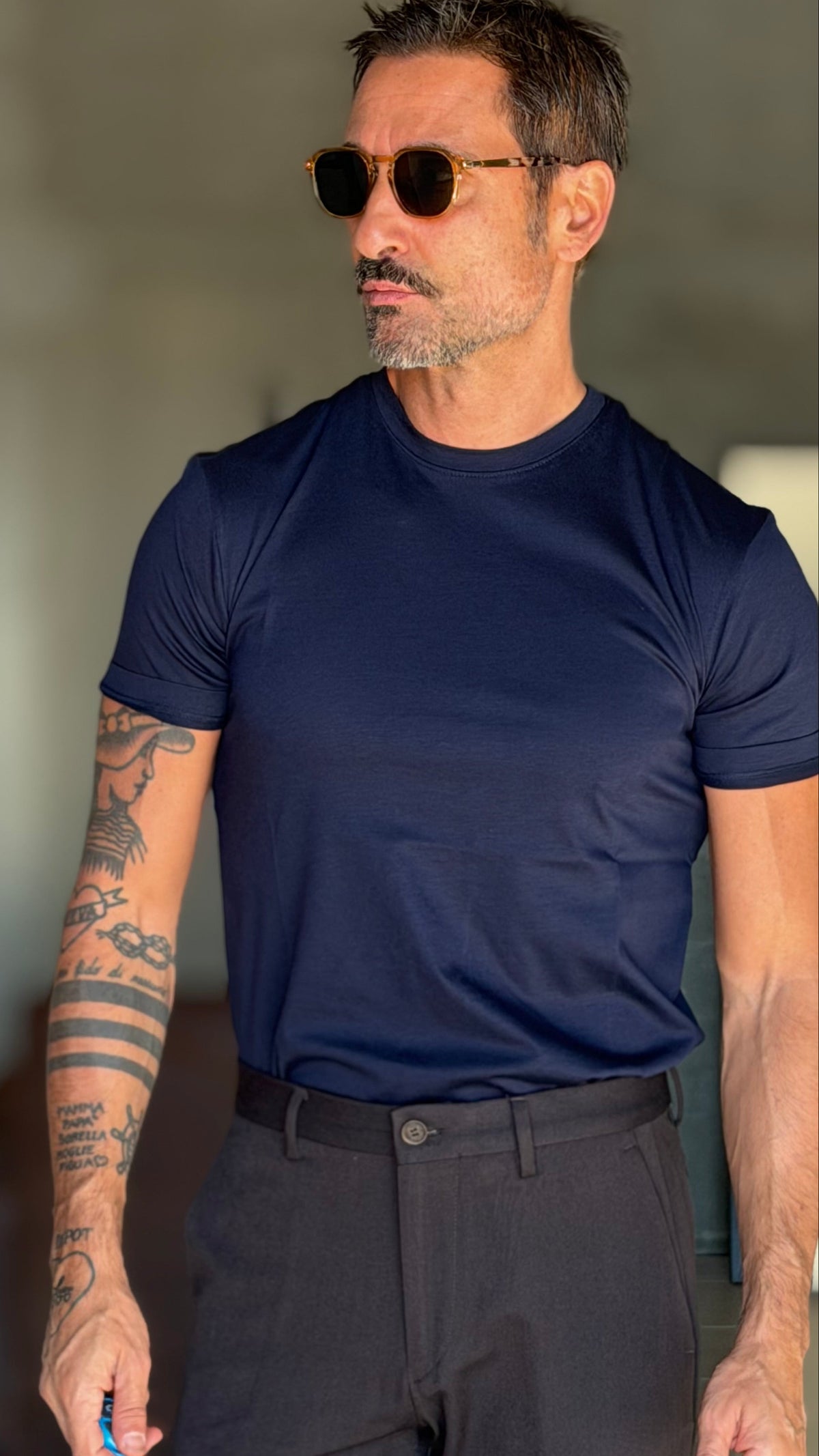 NEW T SHIRT BLU  EFFETTO FILO DI SCOZIA