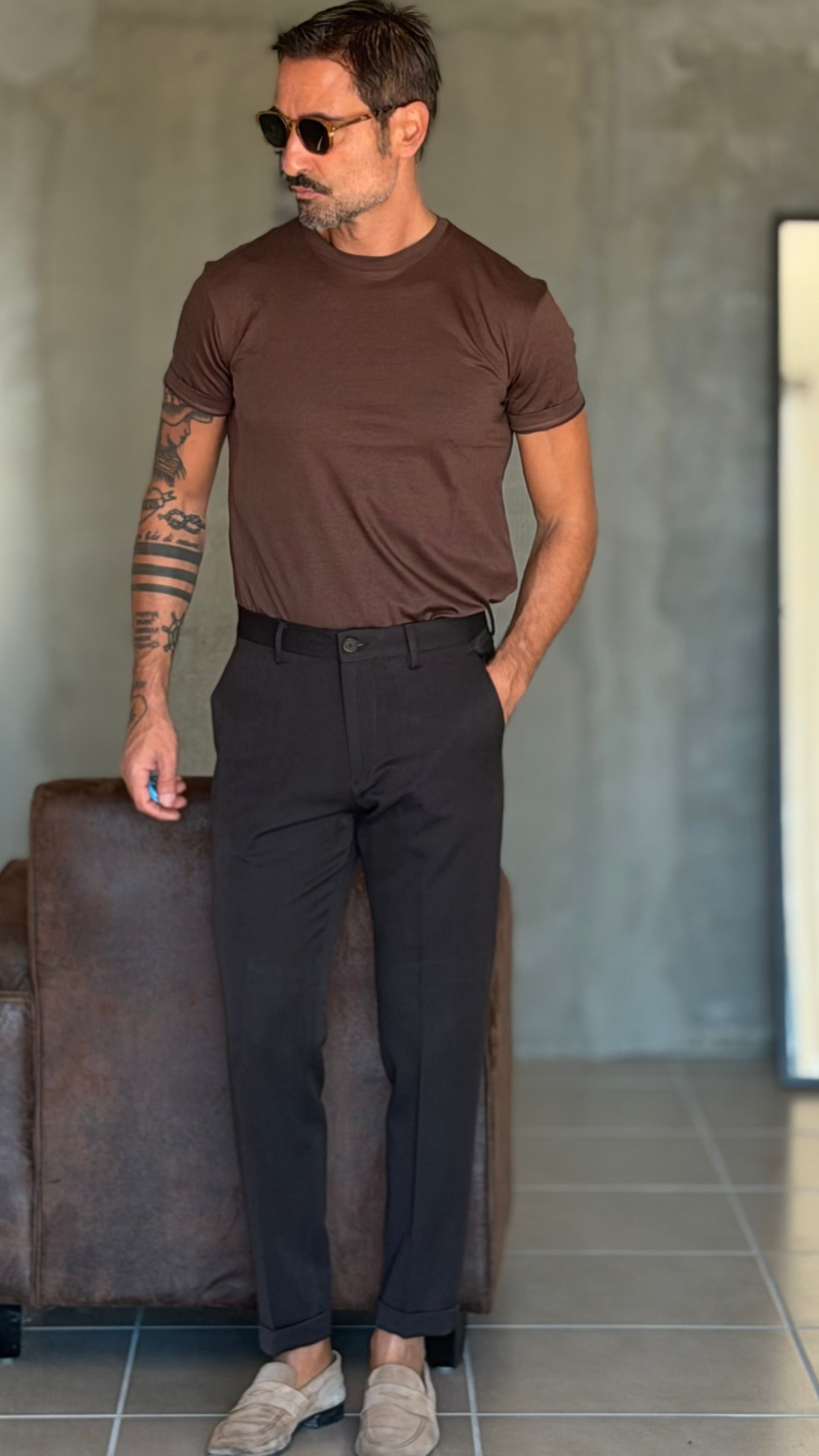 PANTALONE MORO  VISCOSA E MISTI TASCA AMERICA