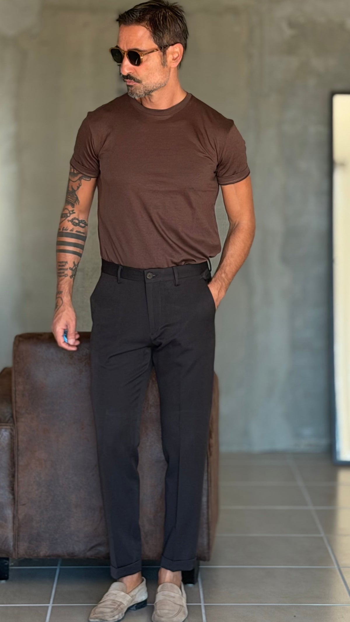PANTALONE MORO  VISCOSA E MISTI TASCA AMERICA