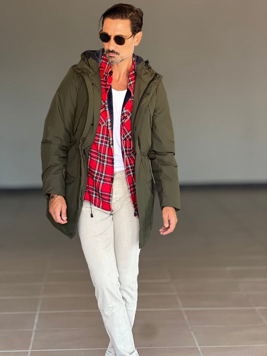 BLUE HIGH NECK COAT