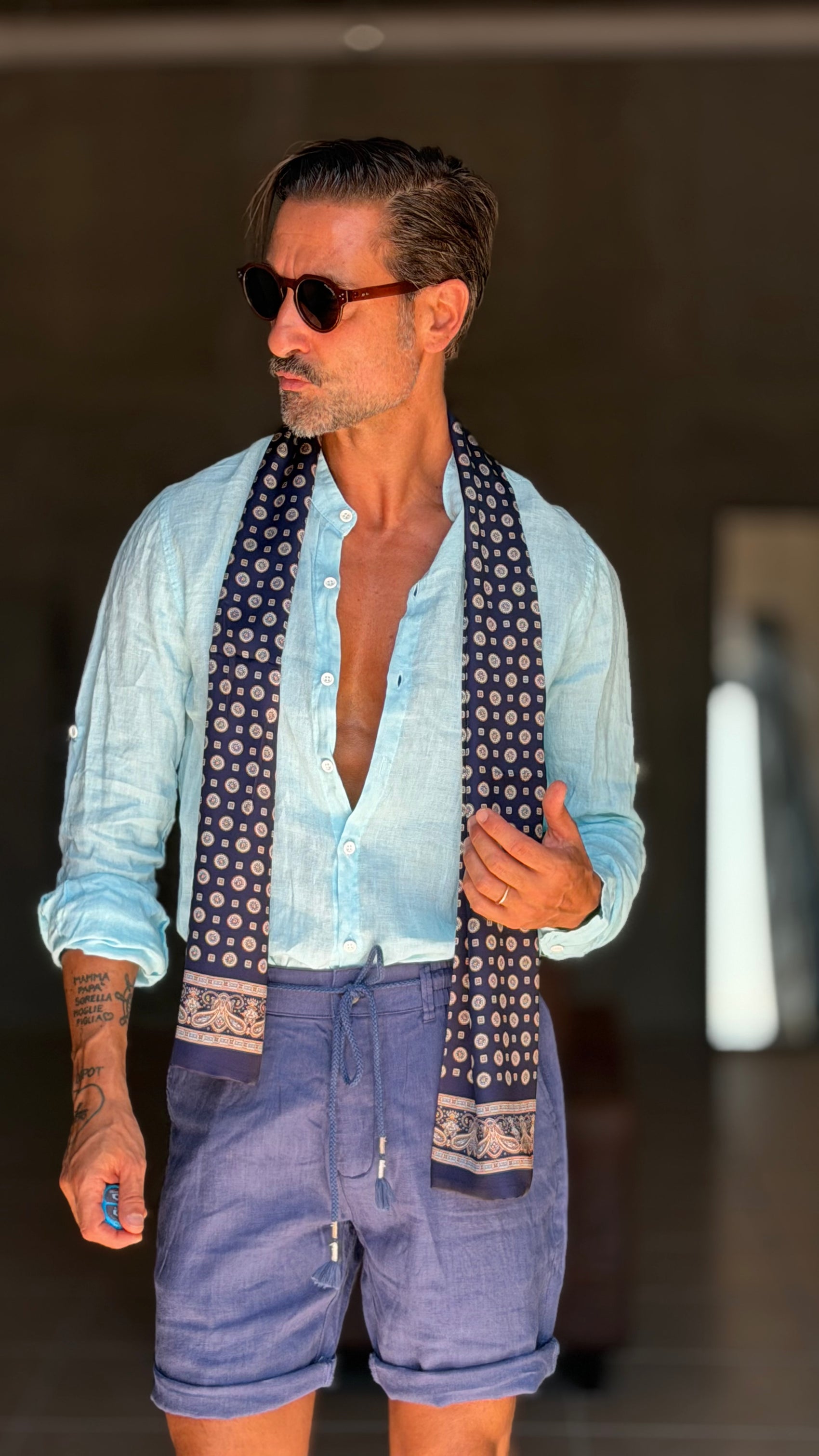 CAMICIA TURCHESE COREANA    LINO