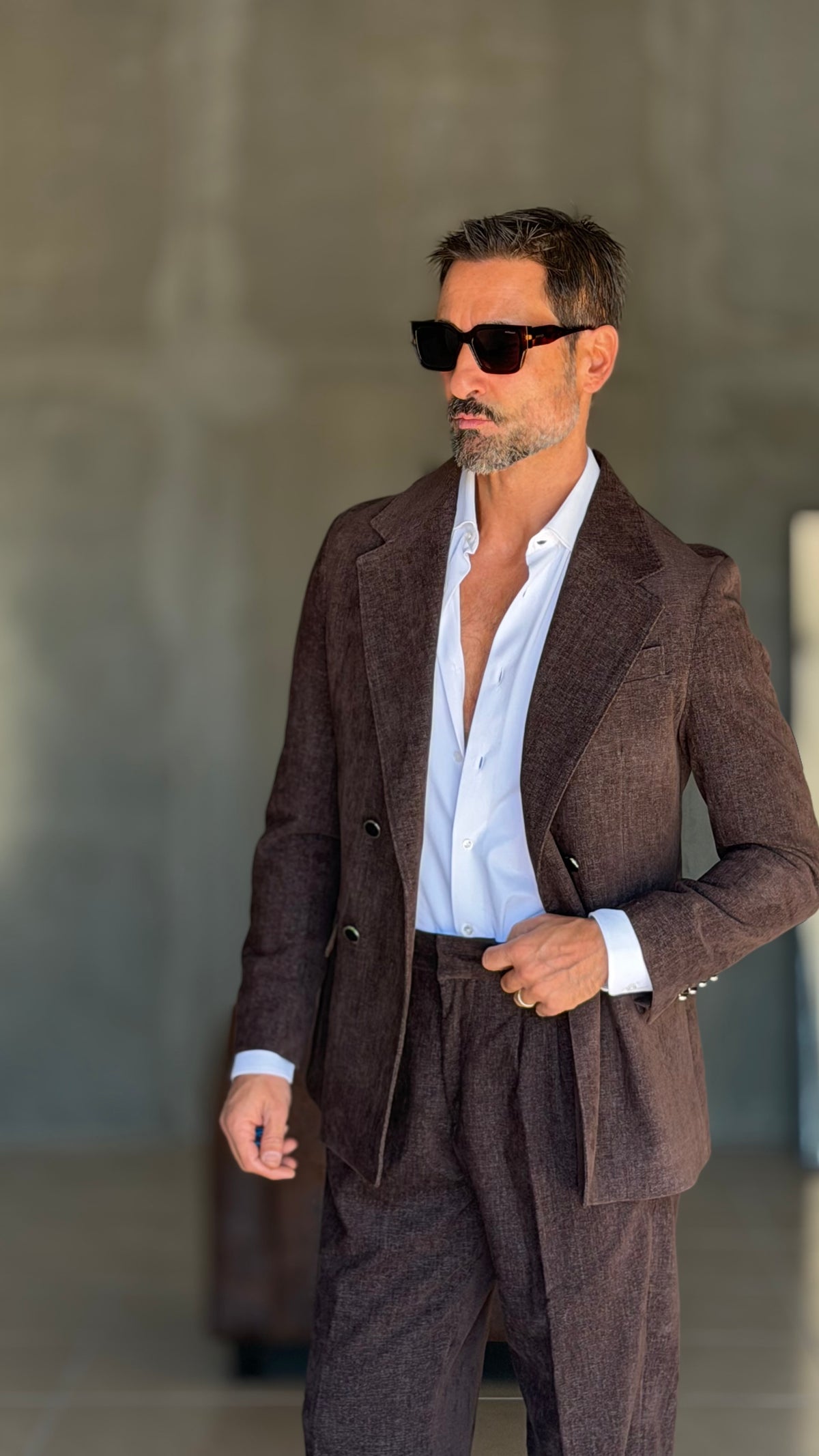 ABITO  MORO VELLUTO LISCIO DOPPIOPETTO PANTALONE FONDO REGULAR PETRO' 1060