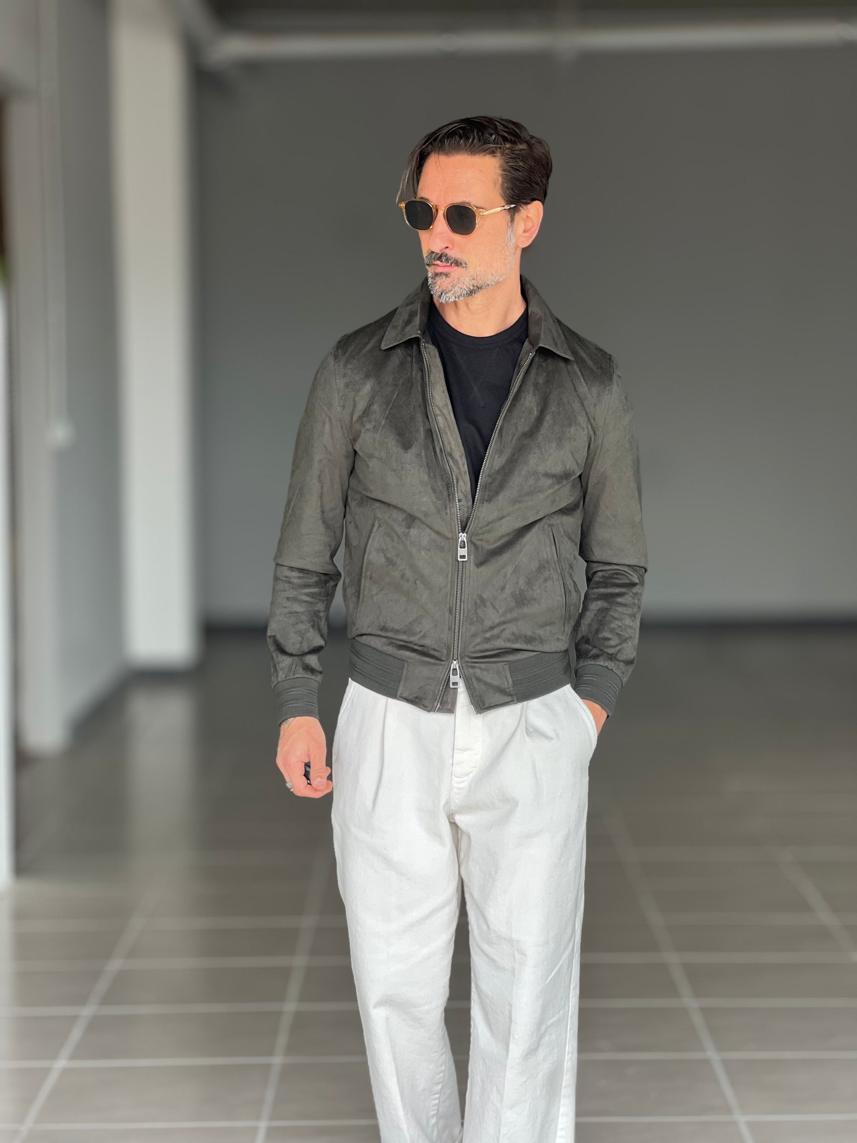 ECO-LEATHER BIKER WITH BLACK ON BLACK STUD