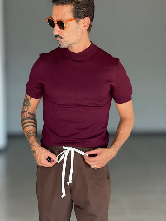 MAGLIA GIRO PRUGNA MEZZO COLLO VISCOSA E MISTI