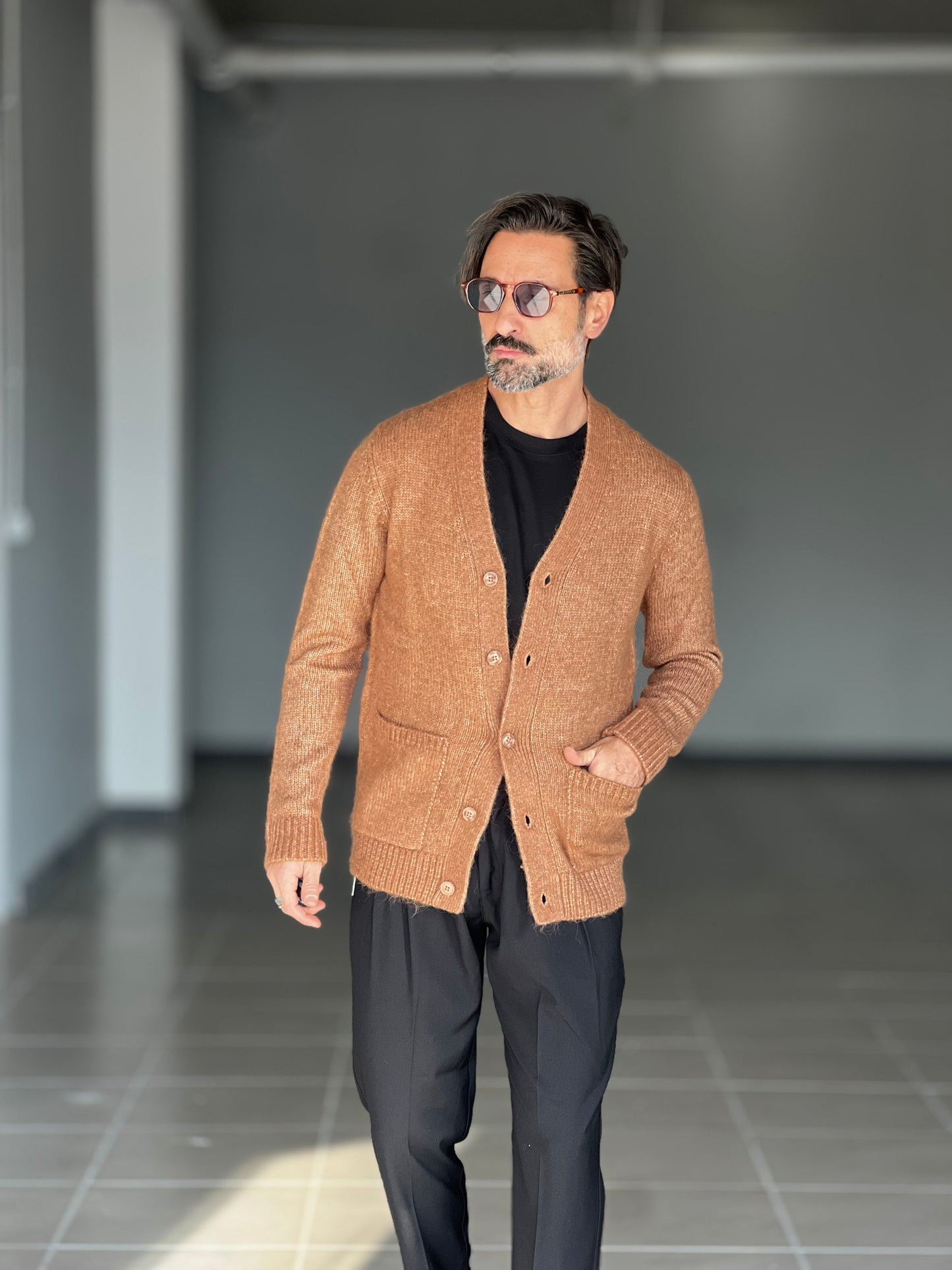 BEIGE COTTON OPEN CARDIGAN