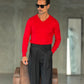 PANTALONE  NERO  PINCES VISCOSA  FONDO AMPIO  EFFETTO FLANELLA BATTUTA