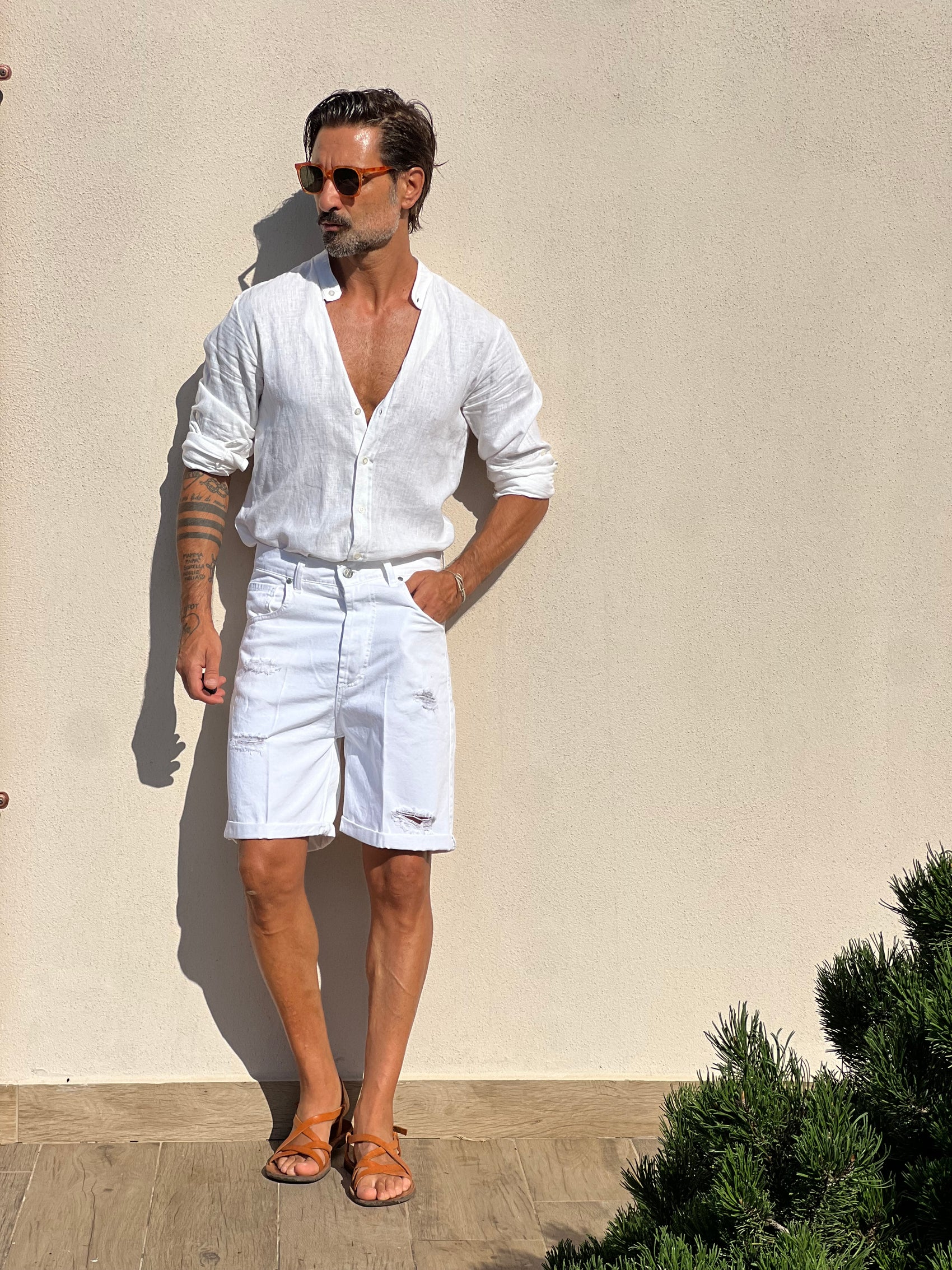 BERMUDA DENIM BIANCO ROTTURE