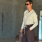 WHITE VISCOSE TROUSERS WITH REGULAR BOTTOM