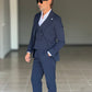 ABITO BLU  MONOPETTO  3 PEZZI  TRAMATO GILET PETRO'