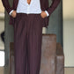 PANTALONE GESSATO PRUGNA MALTINTO VISCOSA  FONDO AMPIO PAUL MIRANDA 1050 (ABBINABILE ALLA GIACCA PRUGNA 1050 ) 636