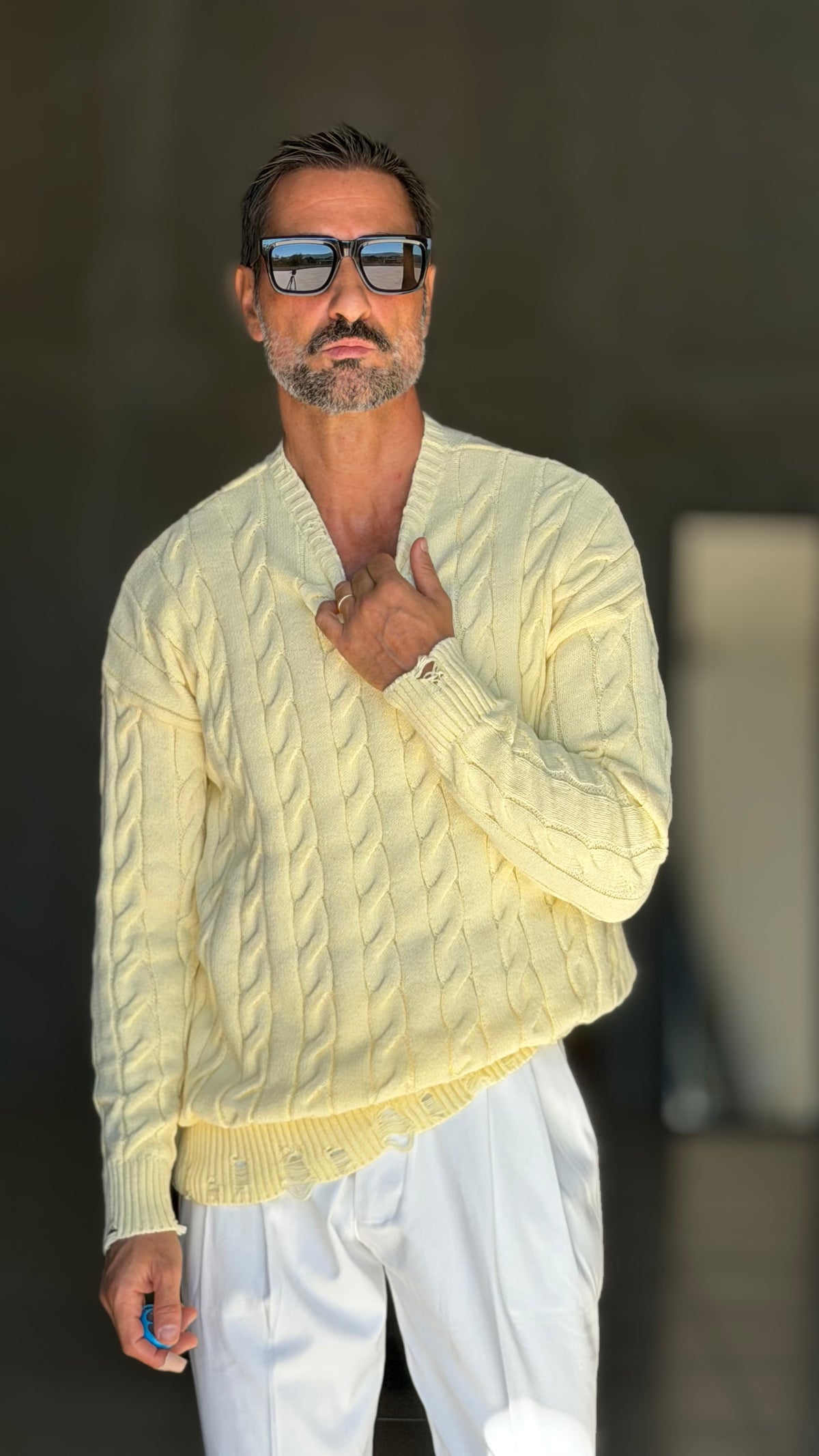 PULLOVER GIALLO  TRECCIA ROTTURE RUGULAR