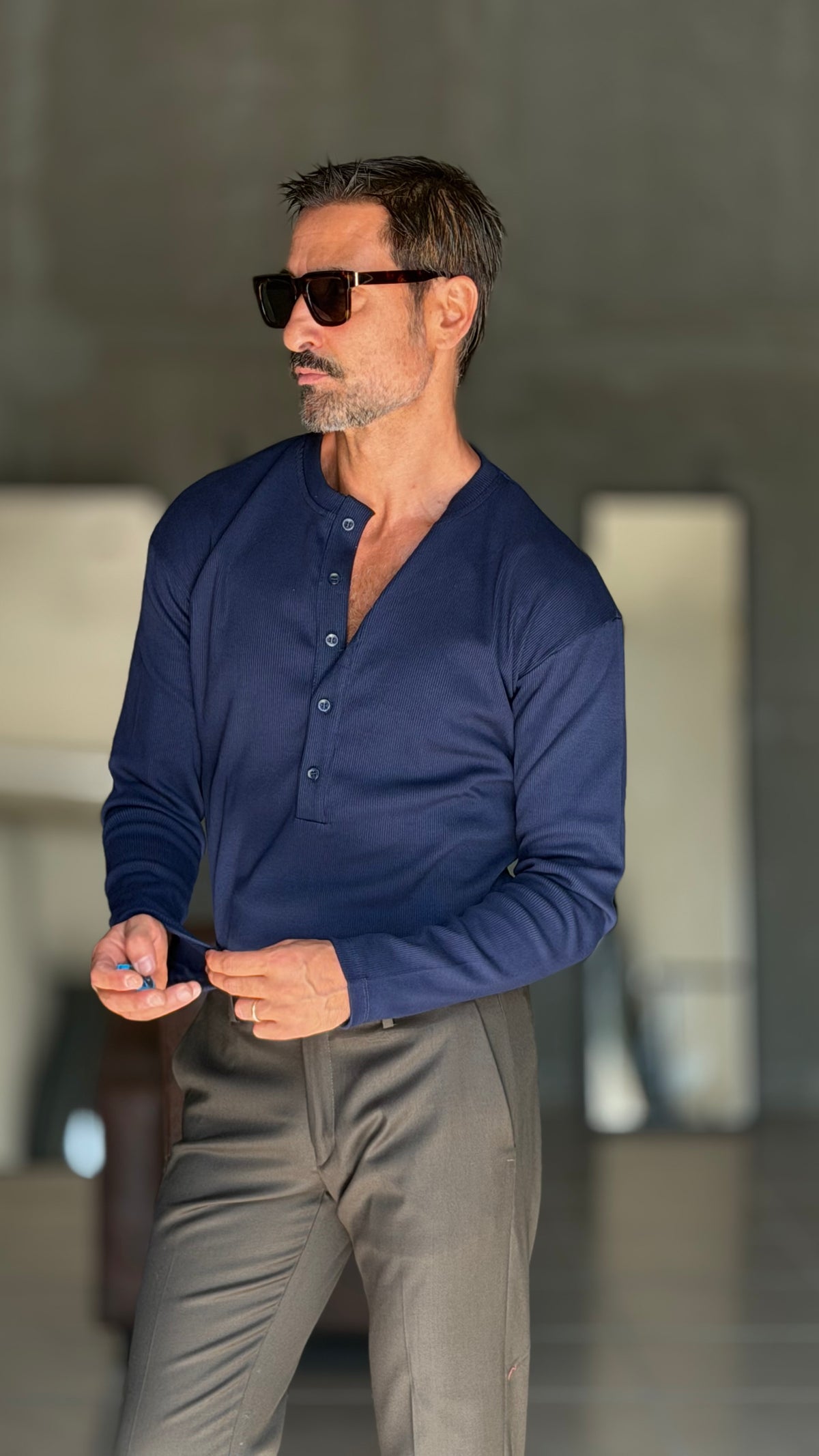 MAGLIA SERAFINO  BLU  DERBY COSTINA 337