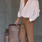 WHITE VISCOSE TROUSERS WITH REGULAR BOTTOM