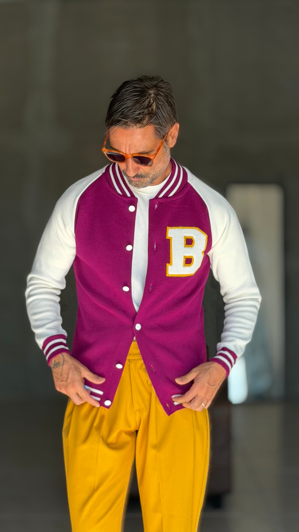 COLLEGE FELPA VIOLA  BICOLORE  B