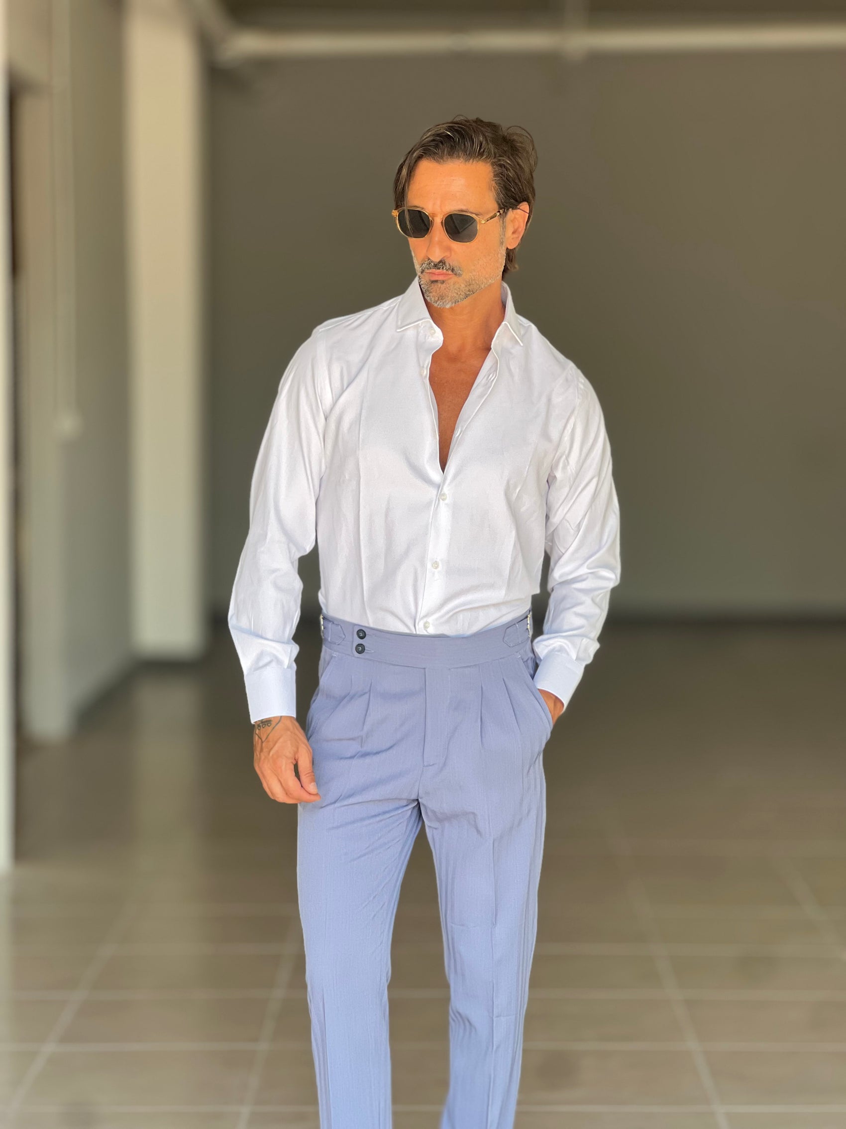 CAMICIA BIANCA OXFORD  DI COTONE STRECH PETRO'