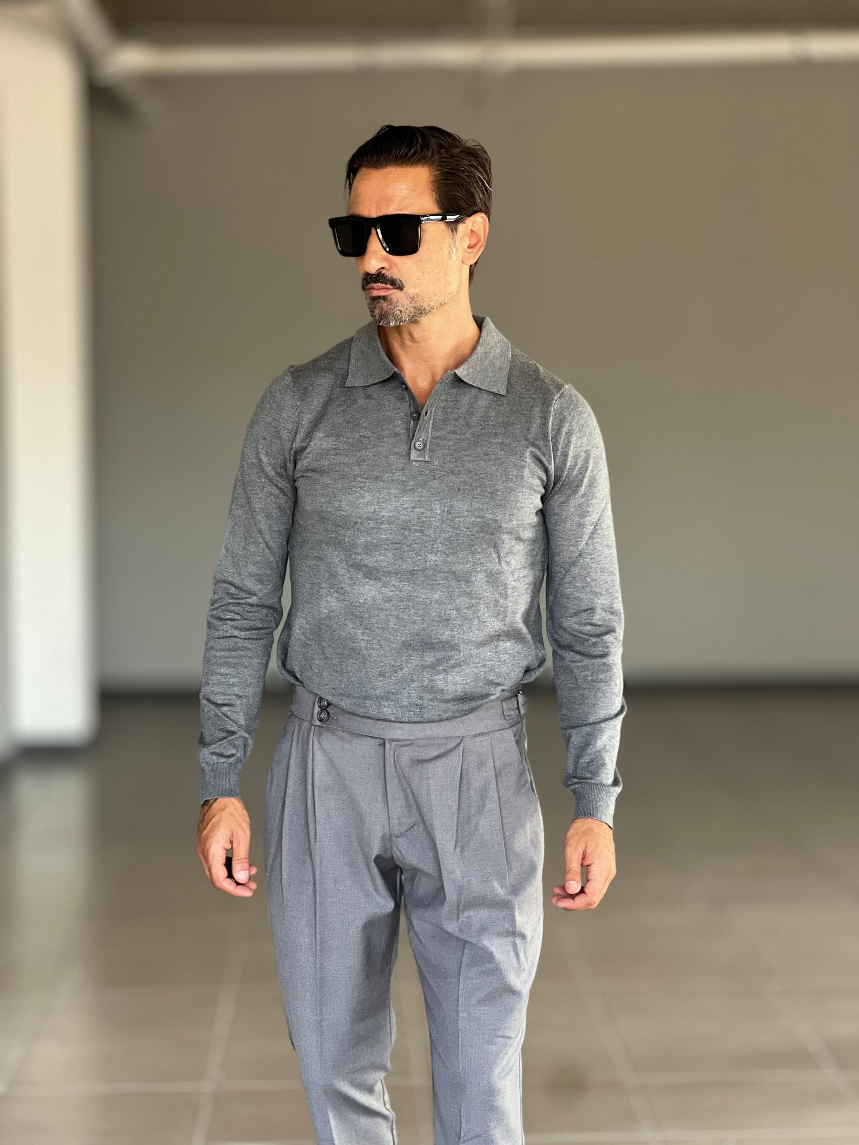 PANTALONE VITA ALTA GRIGIO  VISCOSA E MISTI