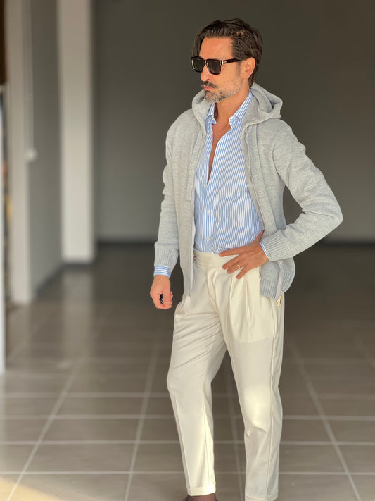 BEIGE COTTON OPEN CARDIGAN