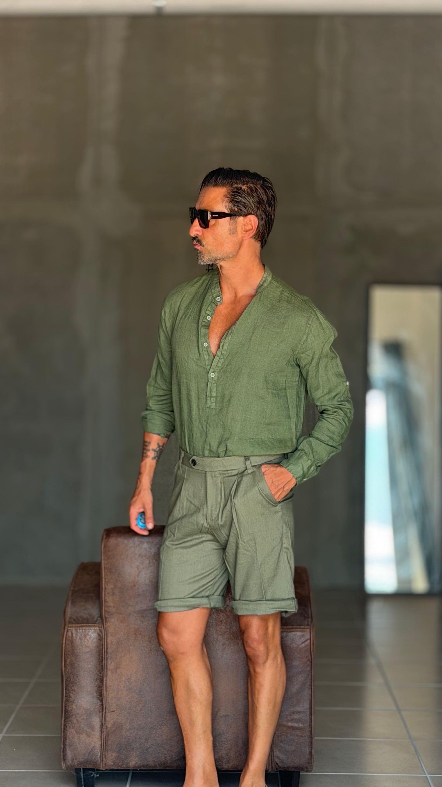 BERMUDA VERDE   LINO   PINCES