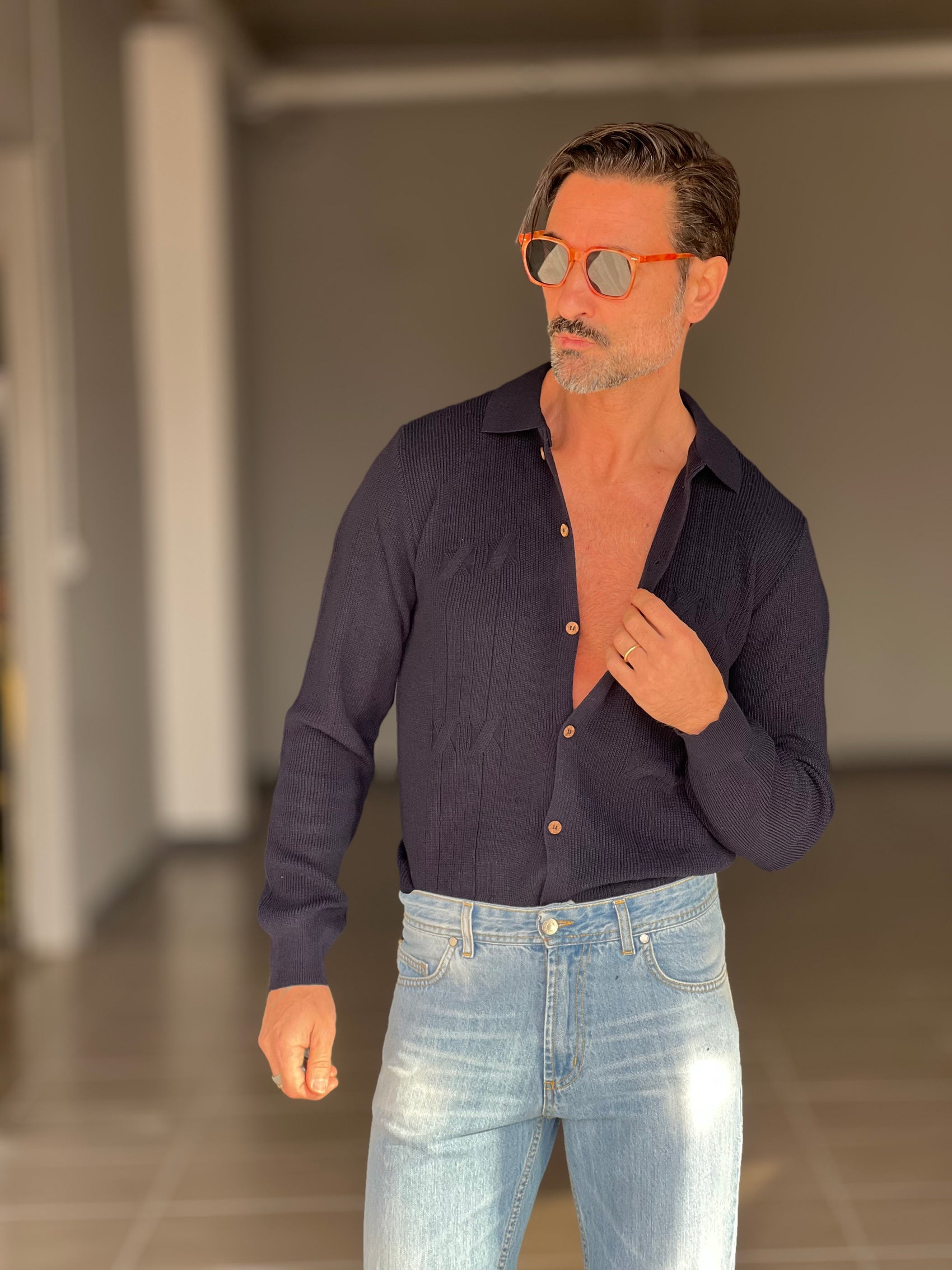 POLO CAMICIA BLU OPERATA