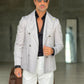 GIACCA GRIGIO CHIARO  GESSATA DOPPIOPETTO BOTTONE BRUNITO 92