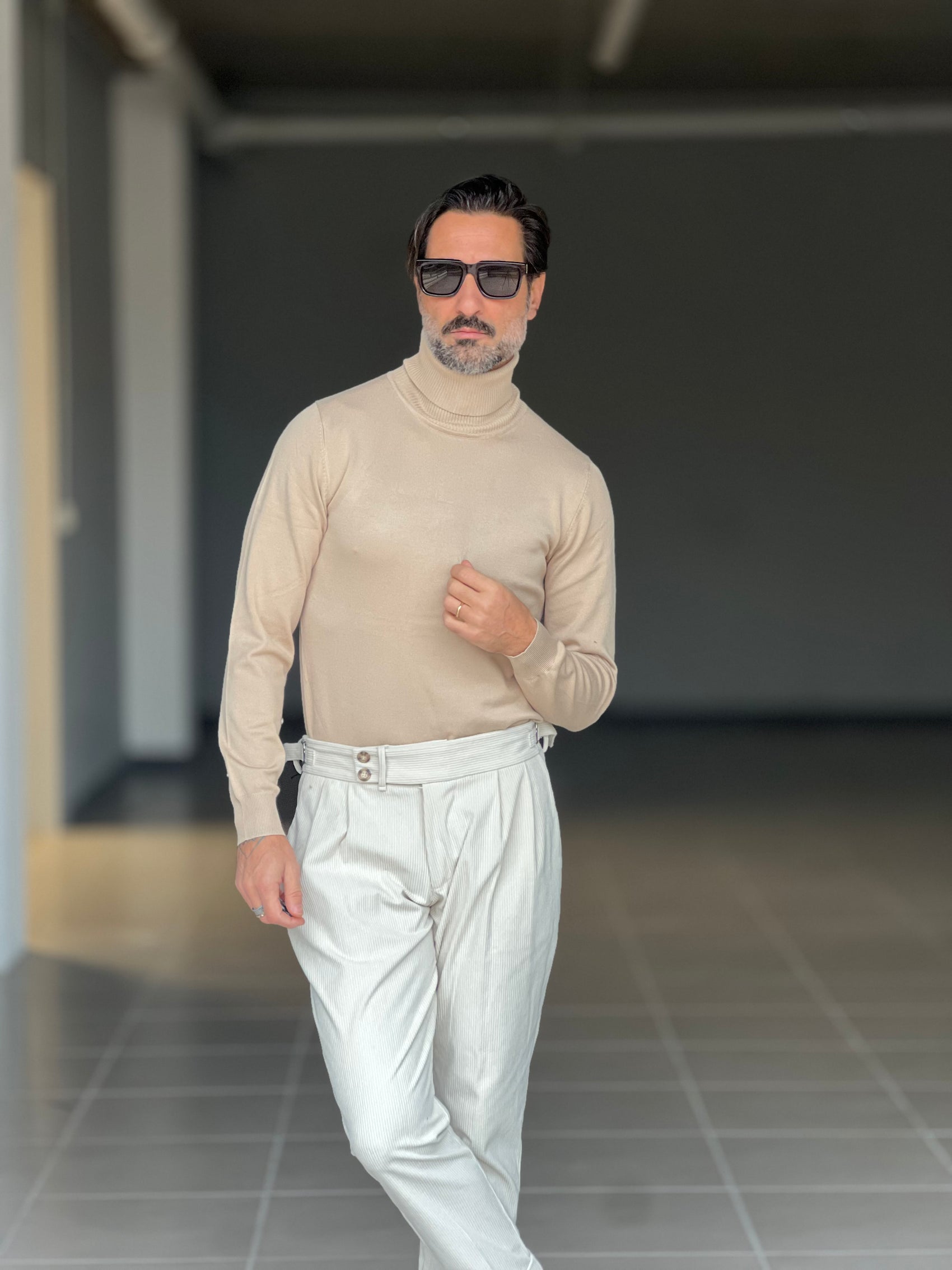 COLLO ALTO BEIGE  RASATO 2 FILI