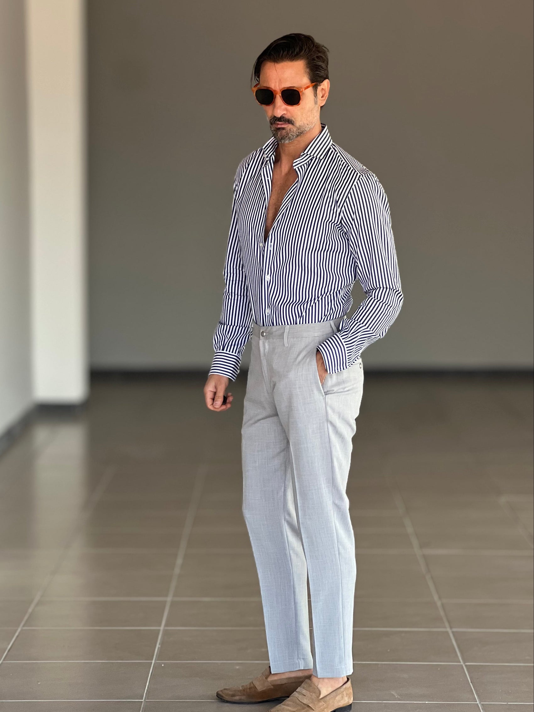 PANTALONE GRIGIO ALTATENSIONE PINCES VISCOSA ( CODICE 35 )