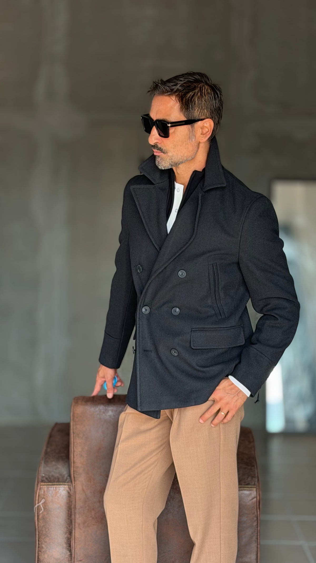 BLUE HIGH NECK COAT