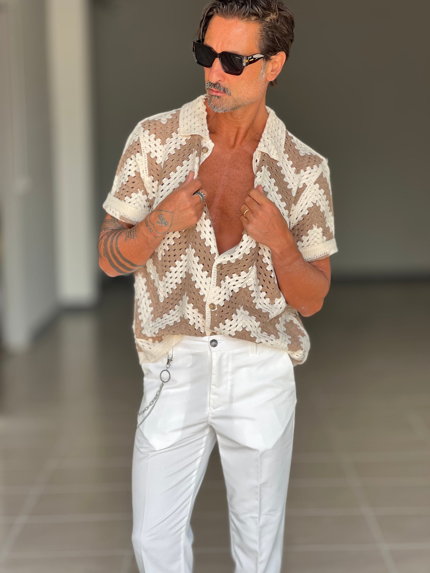 WHITE VISCOSE TROUSERS WITH REGULAR BOTTOM