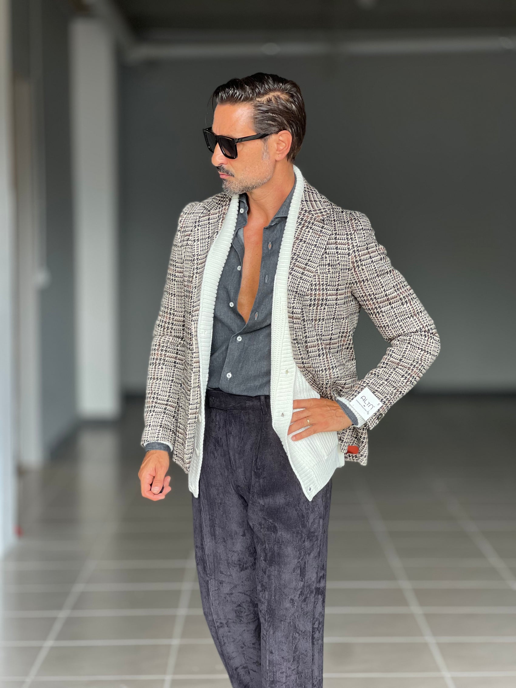 GIACCA TARTAN GRANDE FONDO PANNA MORO E NERA PUNTOMILANOI ALTATENSIONE