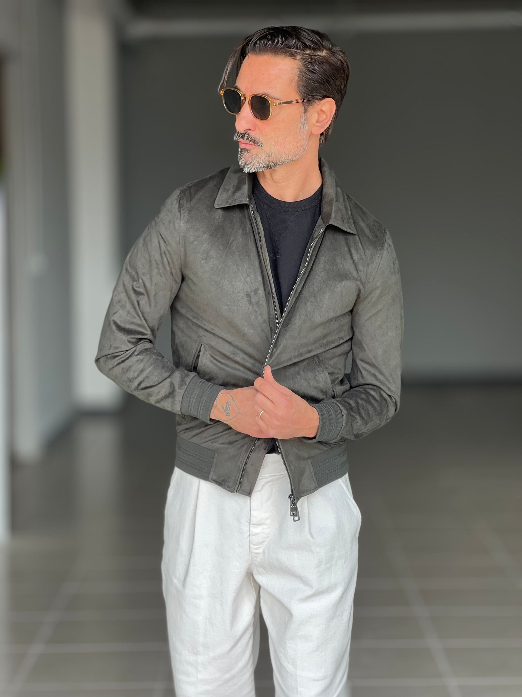 ECO-LEATHER BIKER WITH BLACK ON BLACK STUD