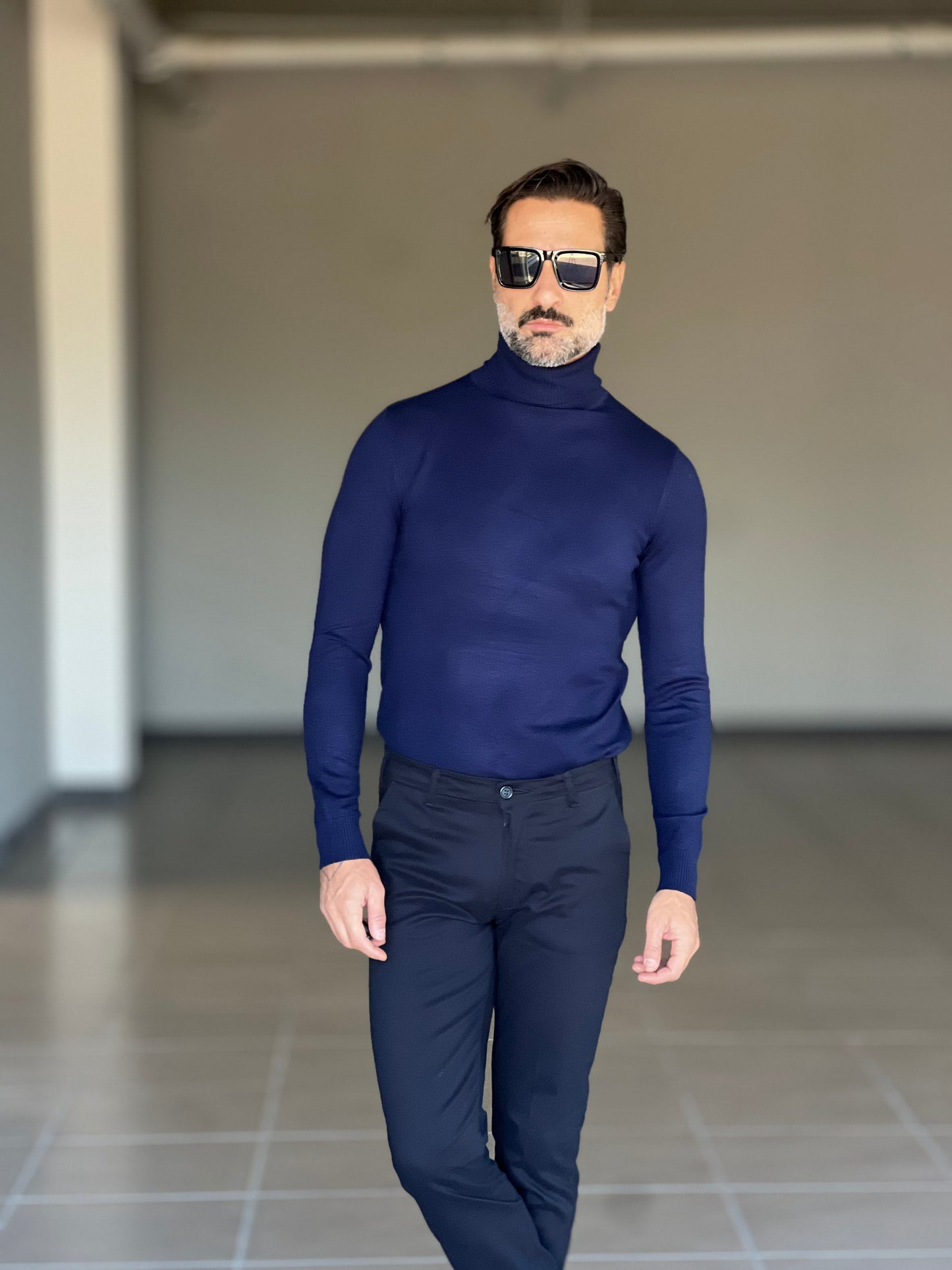 COLLO ALTO BLU RASATO 2 FILI